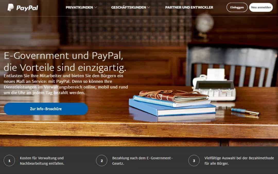 PayPal versucht seit 2014 verstärkt auch die Kommunen für sein Payment zu gewinnenPayPal