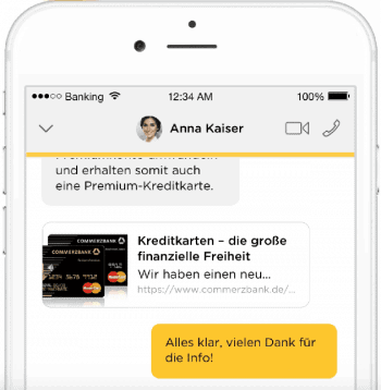 Neue Banking-App der Comemrzbank liefert auch Chat und Videochat.