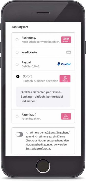 Aus "Sofort Überweisung" wird nur noch ein schlichtes "Sofort"<q>Klarna</q>