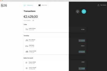 Das neue Webinterface von N26 ist eindeutig von der Mobilversion inspiriert. Die Umschaltung zum "Dark Mode" ist ebenfalls angedeutet.