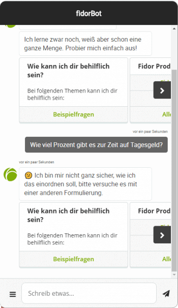 Fidor-Chatbot mit Verständnisproblemen