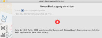 Die Kommunikation der Postbank Online Banking-Software über die HBCI-Schnittstelle machte nach der Postbank-Umstellung ebenfalls Probleme.