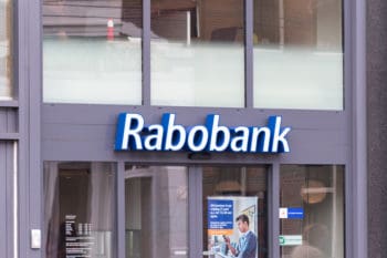 Amsterdam, Netherlands - June 7, 2019: Rabobank sign. Rabobank is a Dutch multinational banking and financial services company.