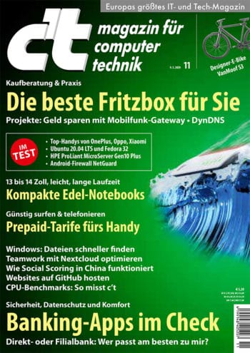 Der Test erscheint in der c't Ausgabe 11/20