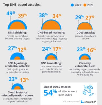 DNS-Angriffe aller Art haben weiter zugenommen.<q>EfficientIP