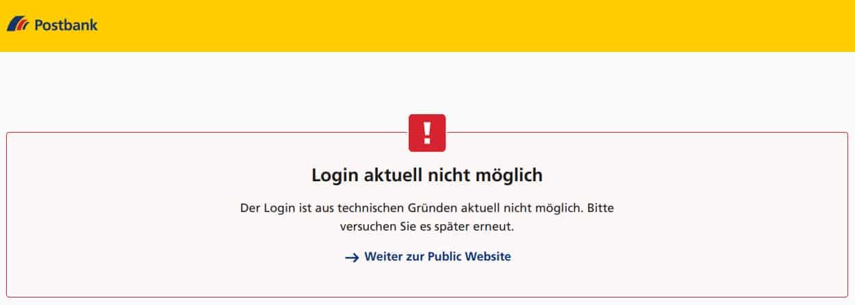 Auch am Montagabend kam noch nicht alle Kundinnen und Kunden auf das Online-Banking-Portal der Postbank. <Q>postbank.de