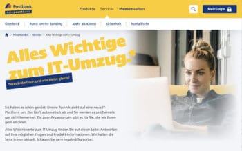 Auf der Info-Seite wird unter anderem erklärt, wie der Wechsel vom Finanzassistenten zur neuen Postbank-App (hoffentlich unfallfrei) vollzogen werden kann. <Q>Postbank