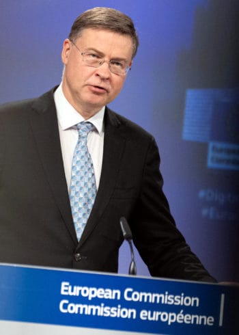 Exekutiv-Vizepräsident Valdis Dombrovskis‚ in der EU-Kommission zuständig für das Ressort „Eine Wirtschaft im Dienste der Menschen“ <Q>EU-Kommission