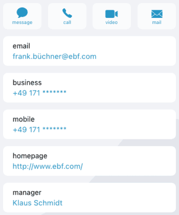 Kontaktdaten im Adressbuch auf dem mobilen Endgerät